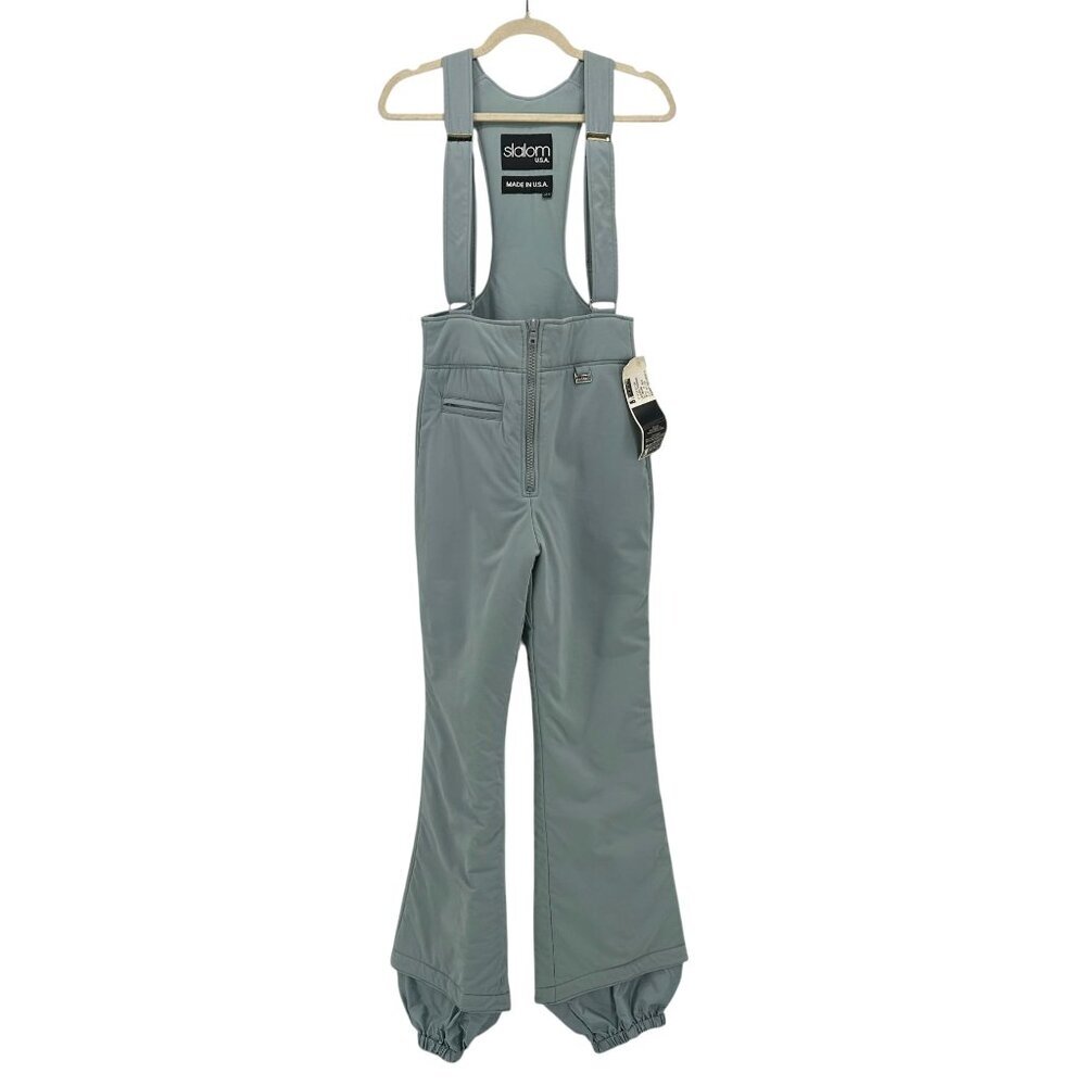 NWD Slalom Vintage Womens 14 Ski Bibs Blue Thermal Flared Hi Back Snow Pants